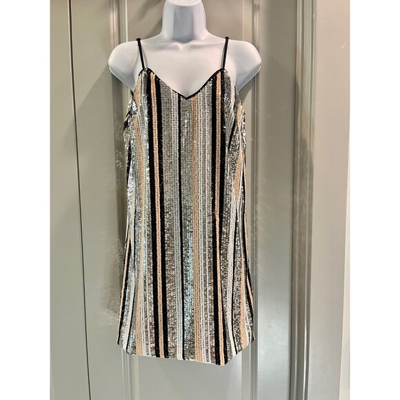LUCY PARIS Sequin Mini Dress, Sz S, Adjustable Straps - Picture 1 of 6